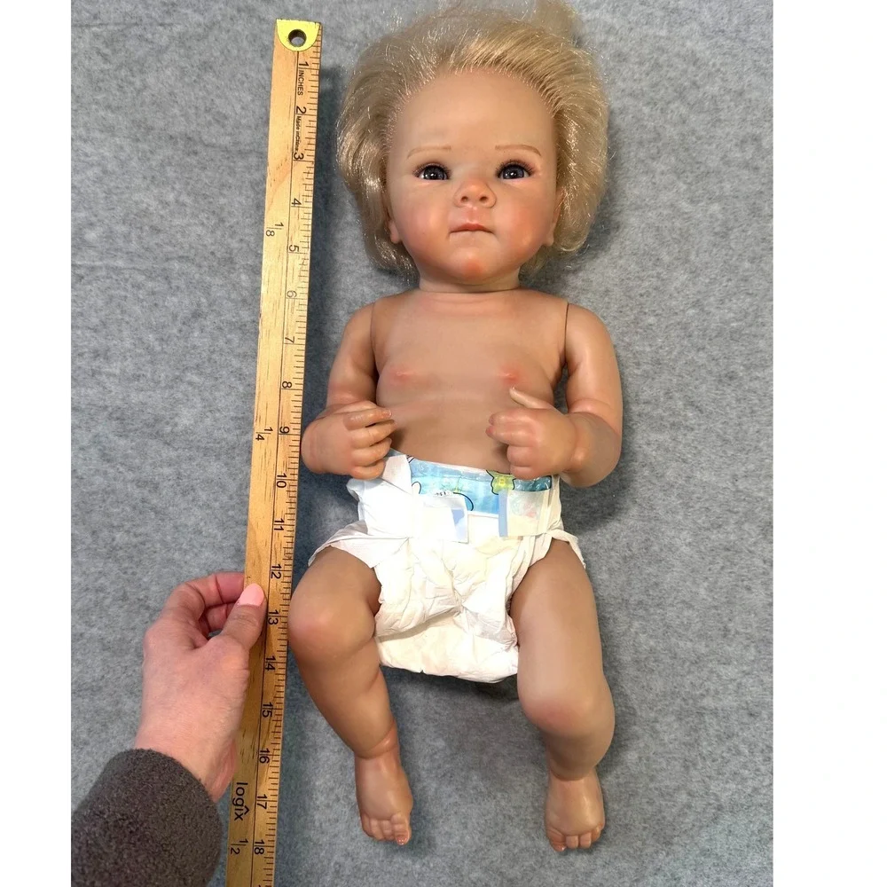Realistic Baby Girl Doll Blonde‎ Blue Eyes Infant Vinyl Anatomically Correct 18